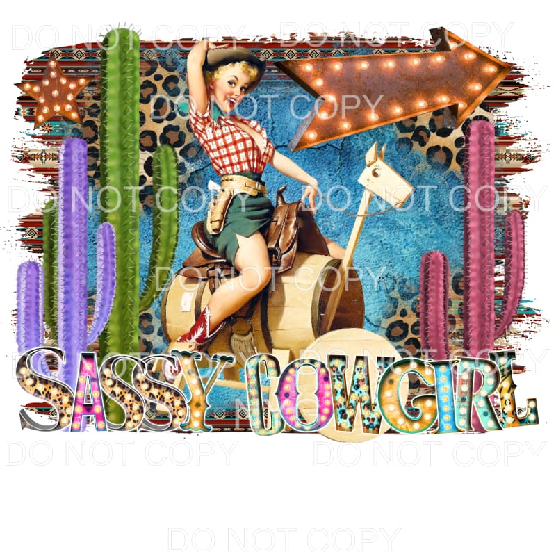 Sassy Cowgirl Marquee Cactus Serape Leopard Aztec Western