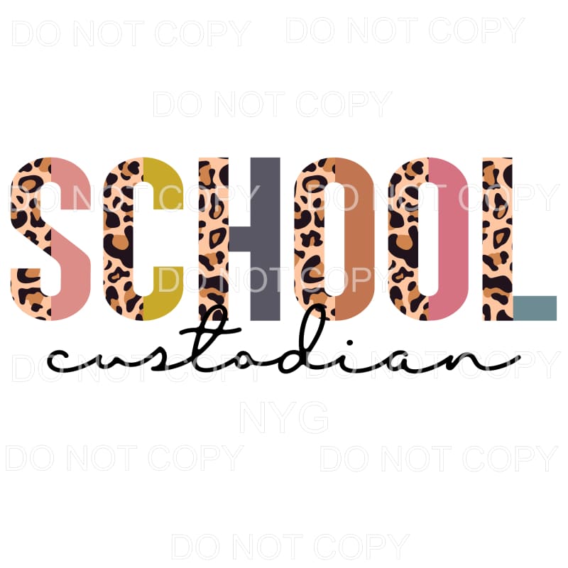 School Custodian Half Leopard #350 Sublimation transfers -