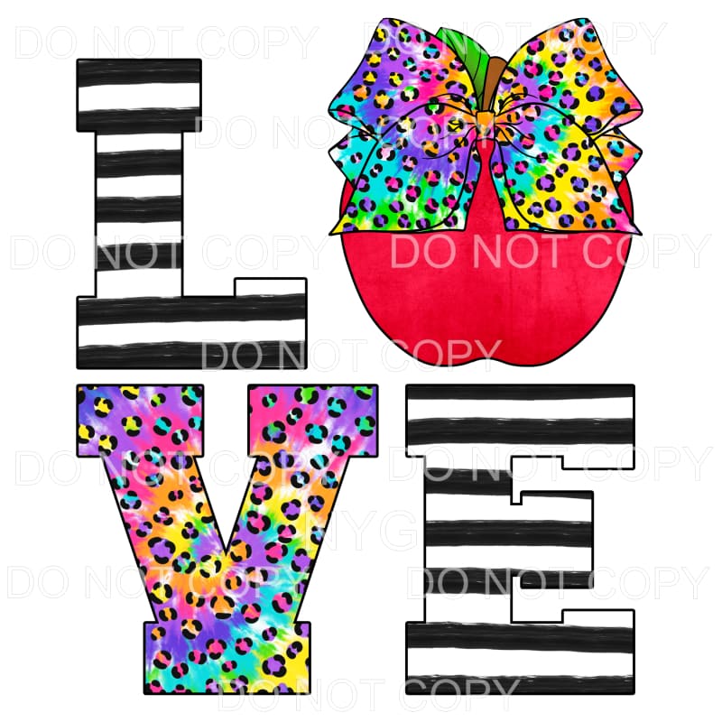 School Love Red Apple Tie Dye Leopard #648 Sublimation