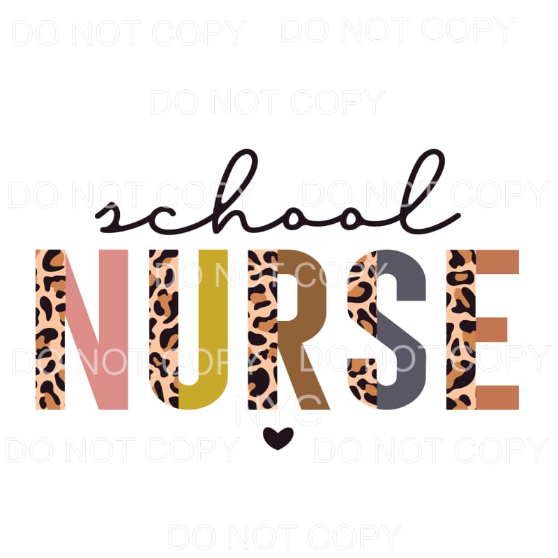 School Nurse Half Leopard Sublimation transfers - Heat