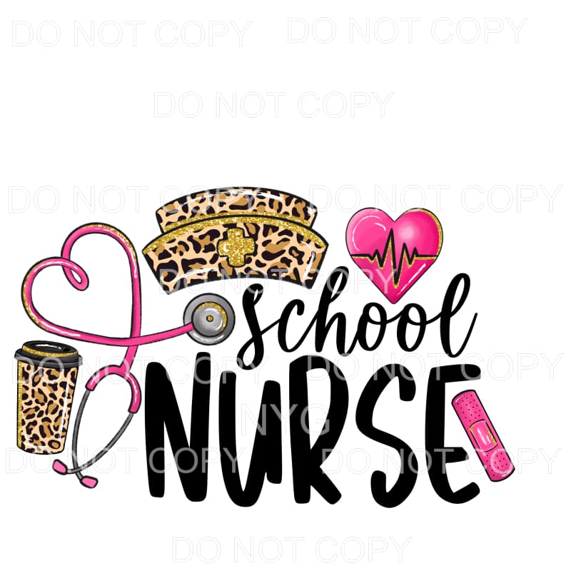 School Nurse Pink Leopard Supplies Sublimation transfers -