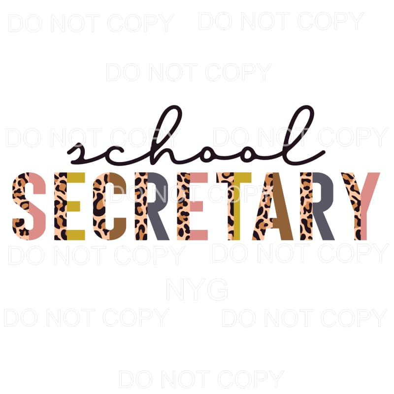 School Secretary Half Leopard Sublimation transfers - Heat