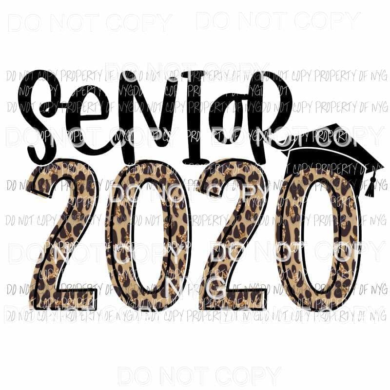 Senior 2020 leopard black graduate cap Sublimation transfers Heat Transfer