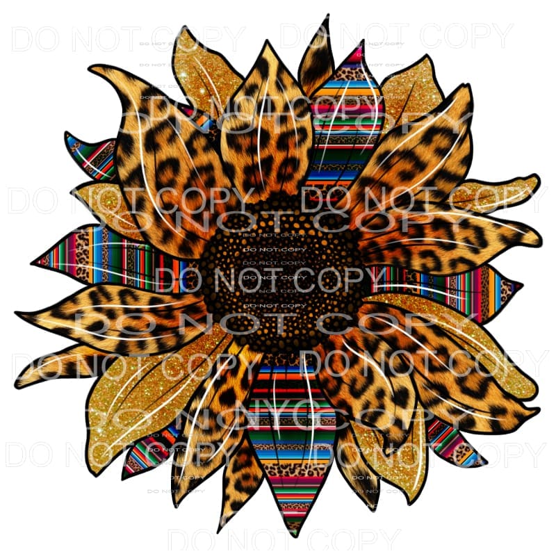 Serape Leopard Gold Glitter Sunflower #2108 Sublimation