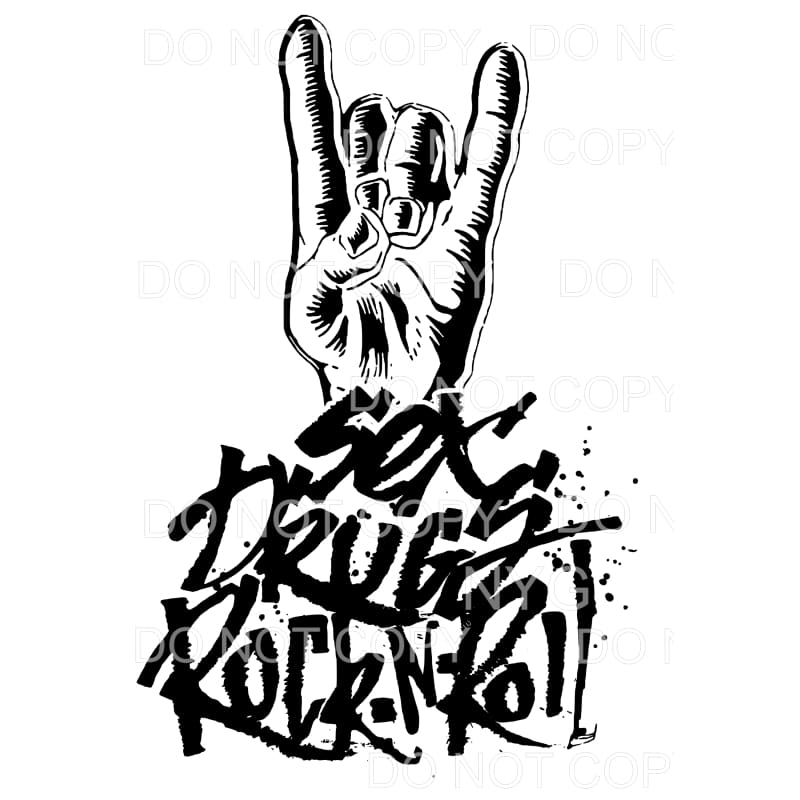 Sex Drugs Rock N Roll Hand #14 Sublimation transfers - Heat