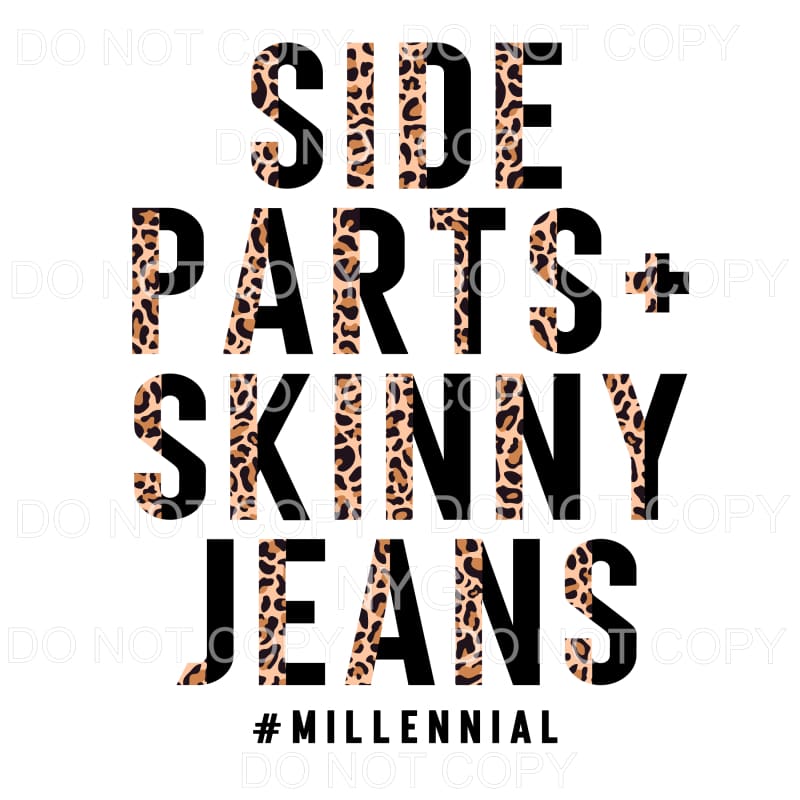Side Parts Skinny Jeans Half Leopard Black Sublimation