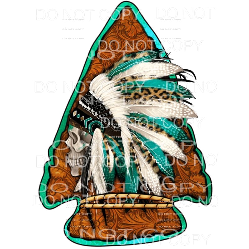 Skull Indian Headdress Leopard Leather Turquoise Arrowhead