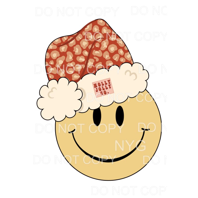 Smiley Face Holly Jolly Co Santa hat # 8221 Sublimation