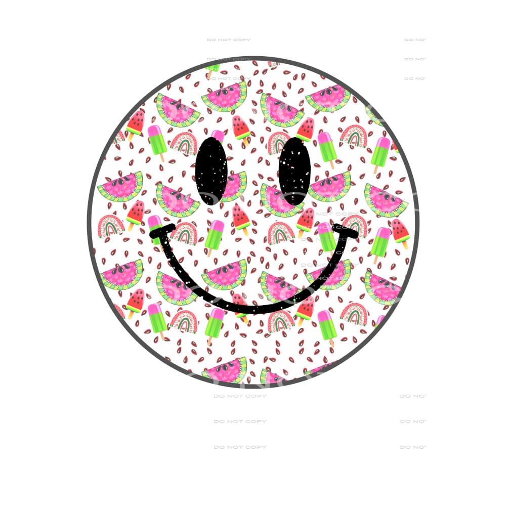 smiley face watermelon #6581 Sublimation transfers - Heat