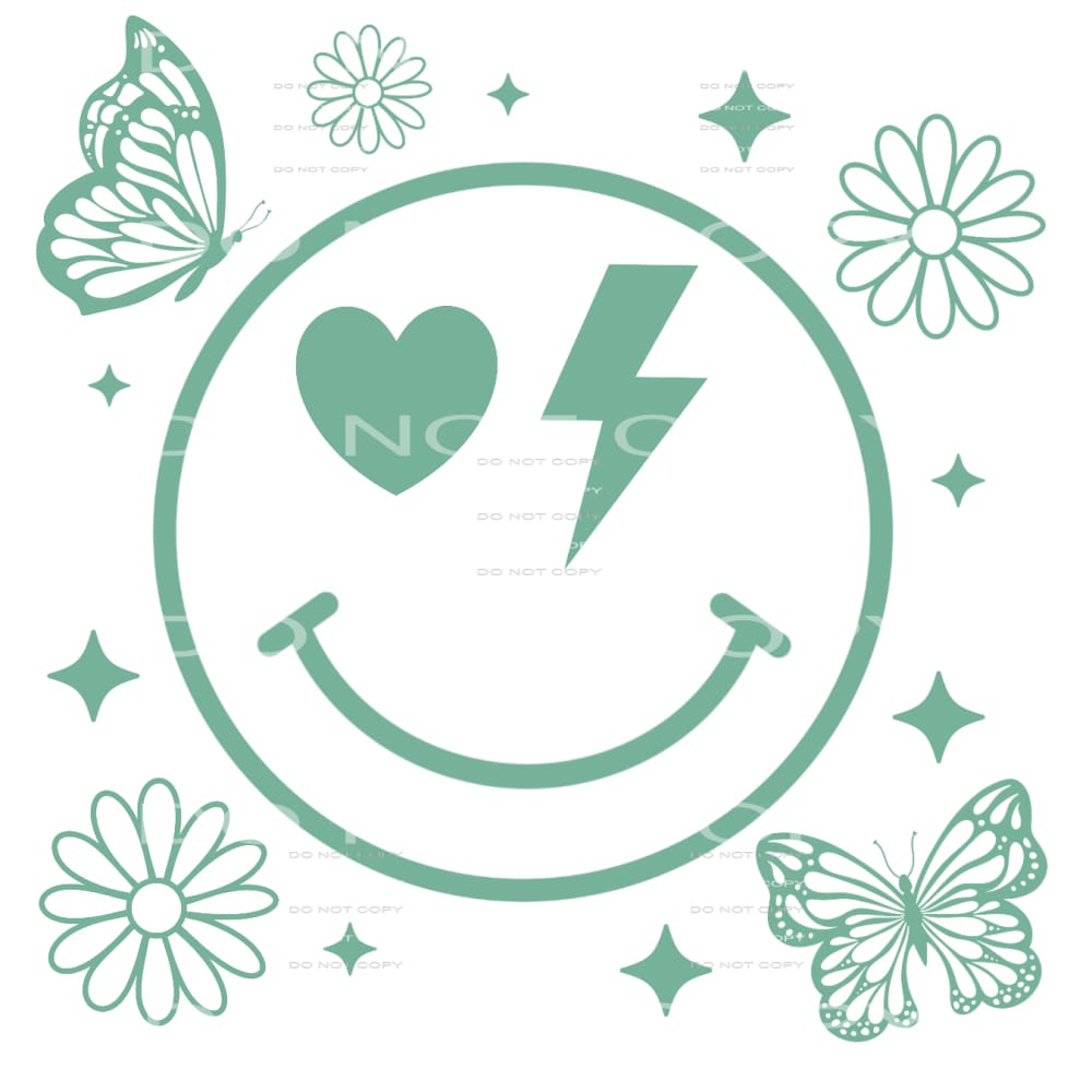 Smiley Green #4345 Sublimation transfers - Heat Transfer