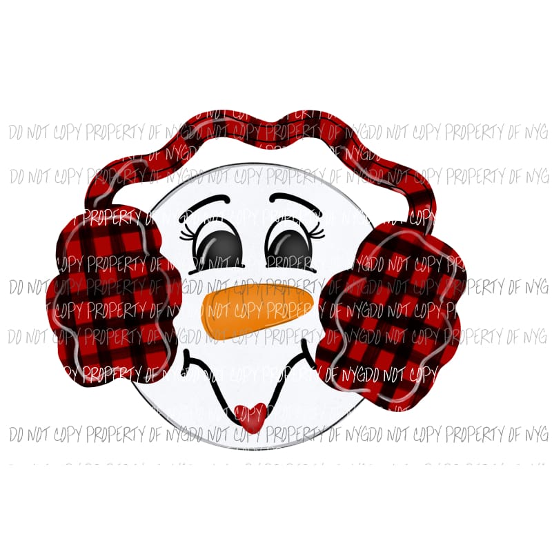 Snowman with earmuffs Christmas Sublimation transfers Heat Transfer
