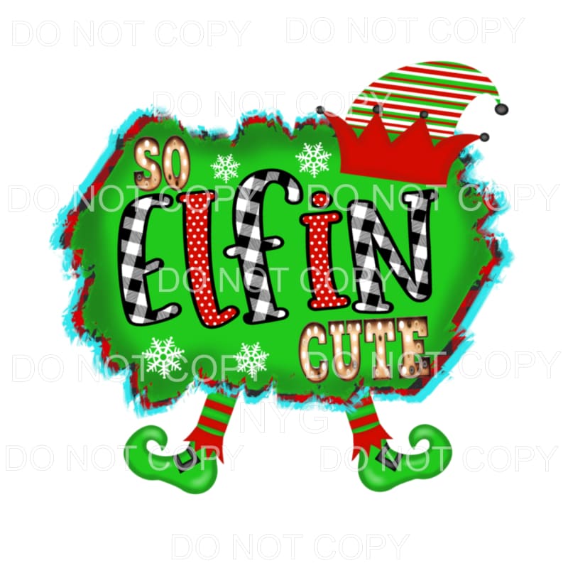 So Elfin Cute Red Green Stripe Hat Plaid Blue Snowflakes