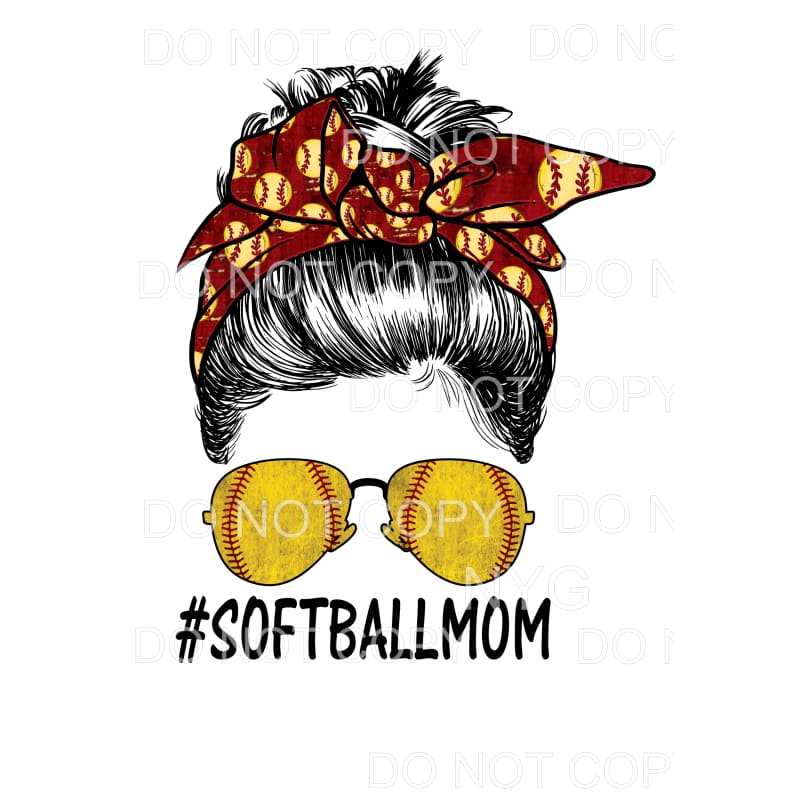SOFTBALL MOM Messy Bun # 2 Sublimation transfers - Heat
