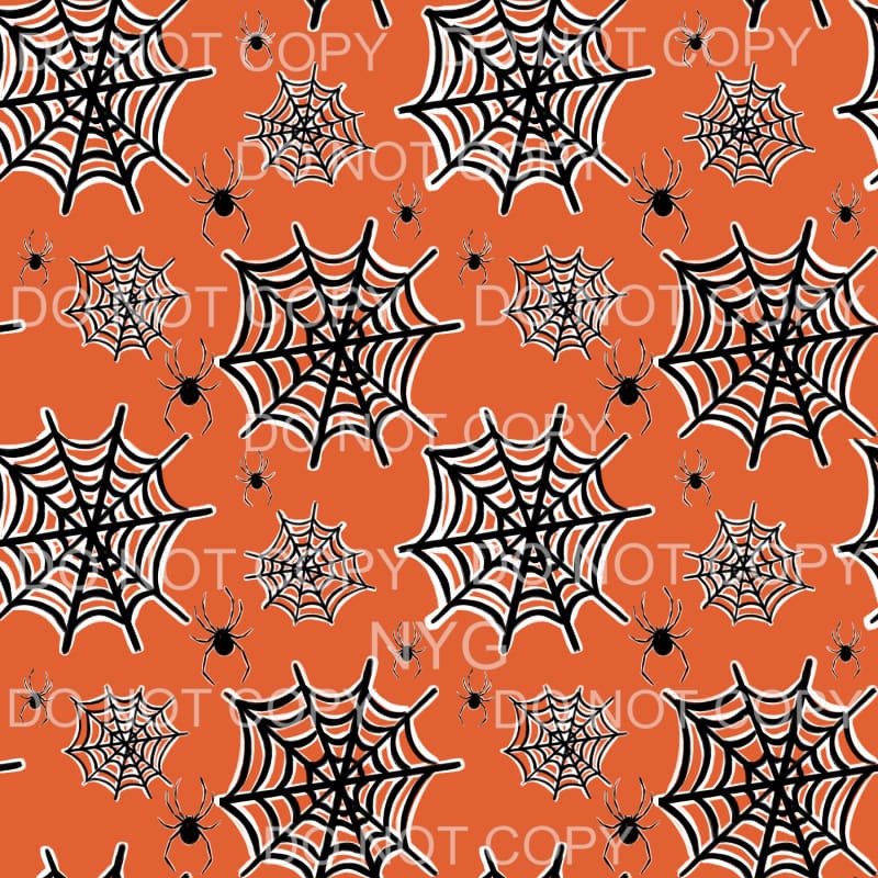 Spider Web Orange Background Halloween Sheet #186