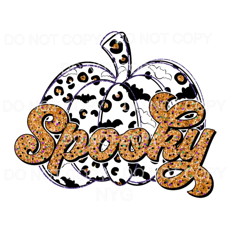 Spooky Gold Purple Leopard Pumpkin Black Bats #165