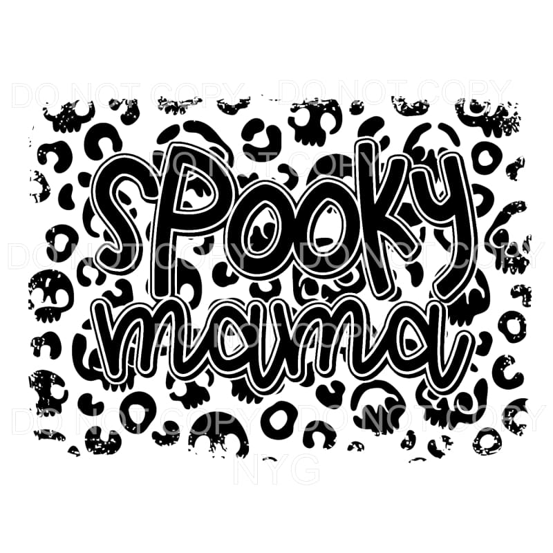 Spooky Mama Skull Leopard Background Halloween #508