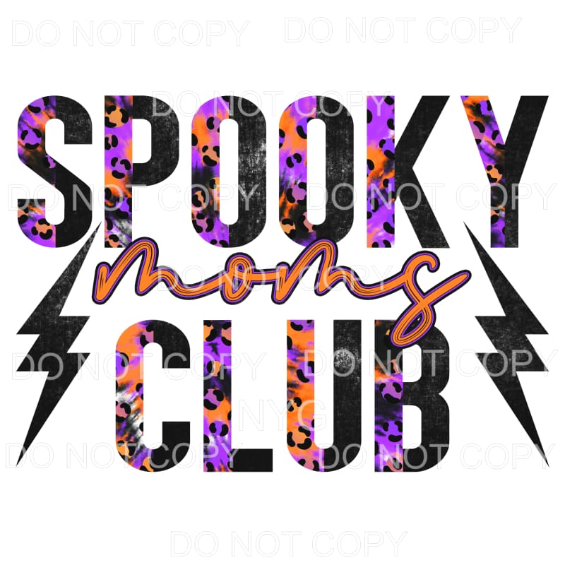 Sppoky Moms Club Lightning Bolts Half Leopard Purple Orange
