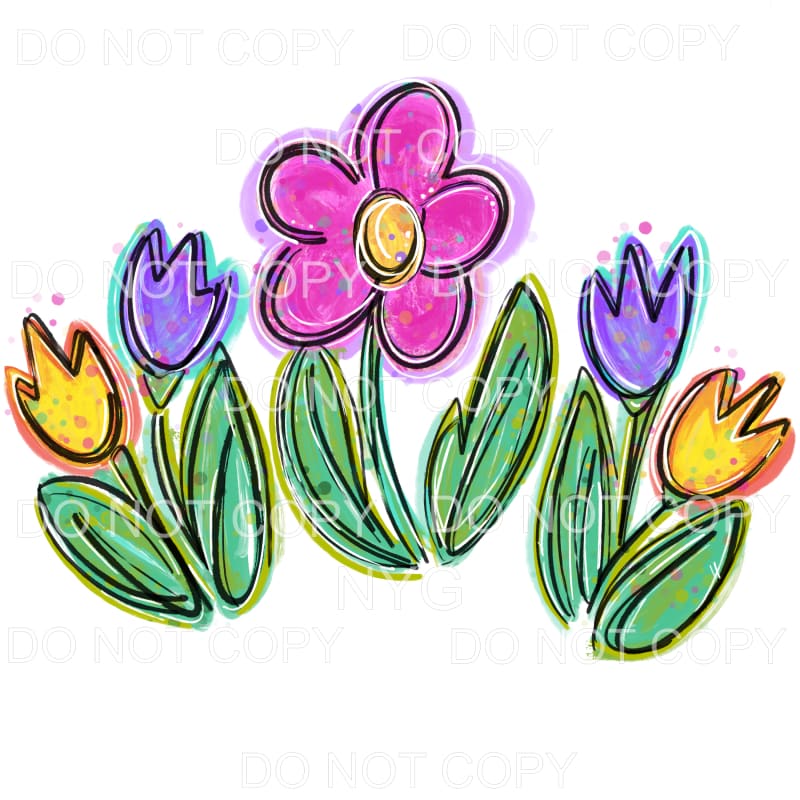 Spring Colors Watercolor Flowers Sublimation transfers -