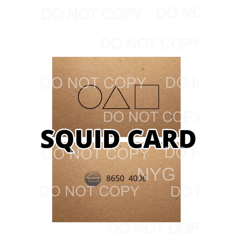 Squid Games Card # 662 Sublimation transfers - Heat Transfer