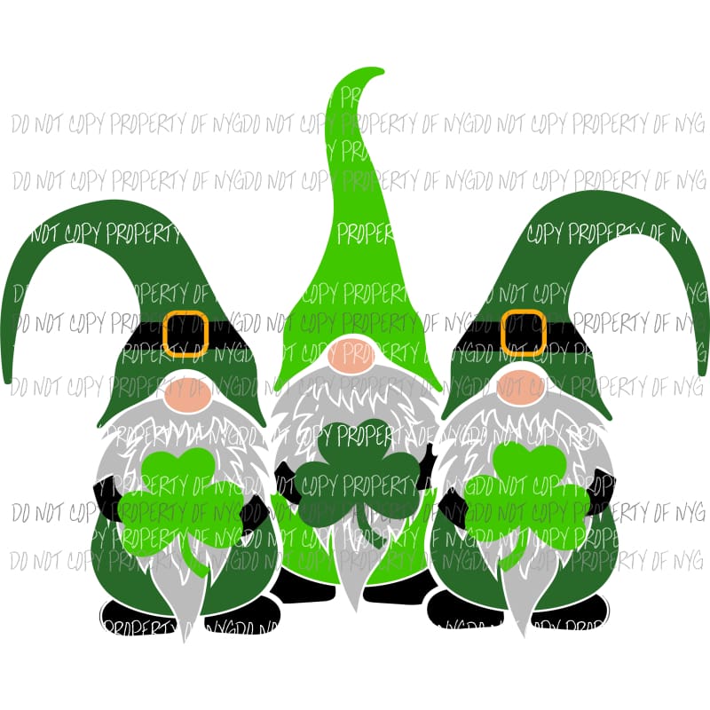 St Patricks Day Gnome trio #1 green Sublimation transfers Heat Transfer
