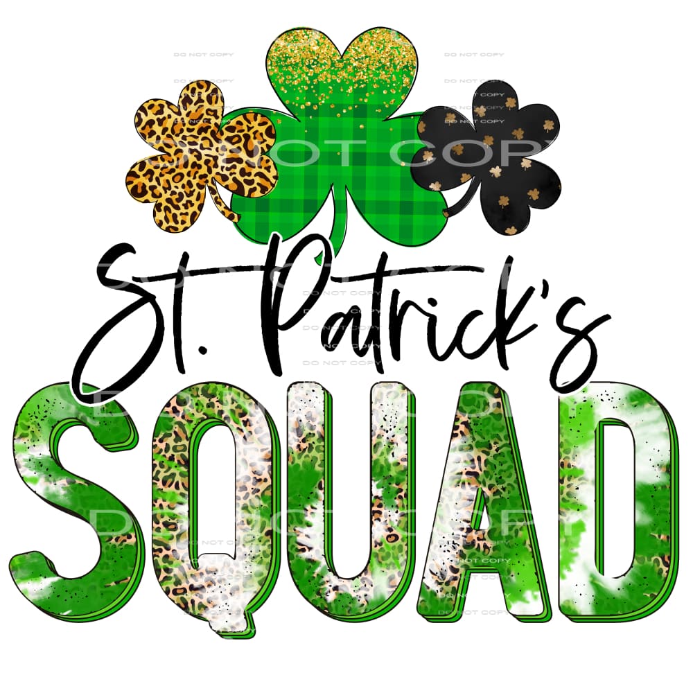 St Patricks Squad Tie Dye Leopard Shamrocks #2583