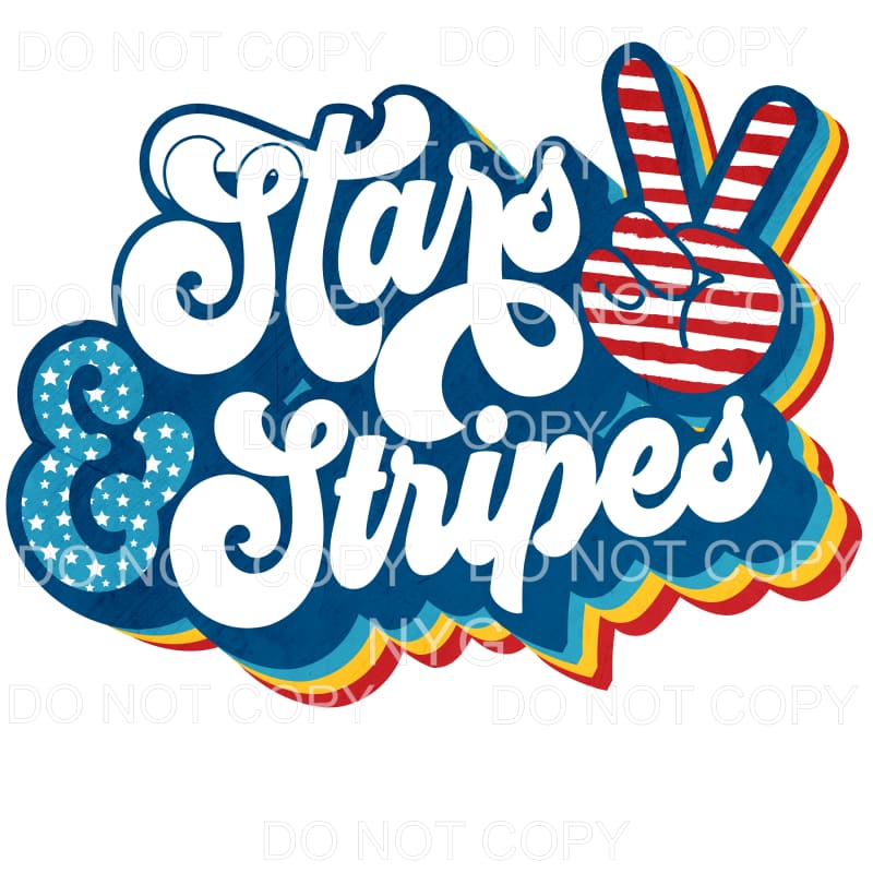 Stars Stripes Peace Sign Retro Sublimation transfers - Heat