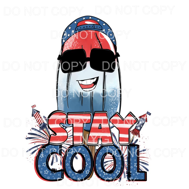 Stay Cool Boy Popsicle Fireworks 4th of July USA America