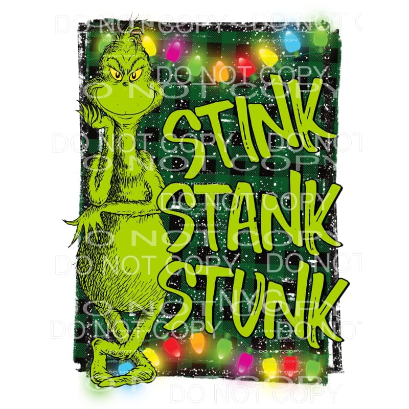 Stink Stank Stunk Grinch Christmas Lights Sublimation