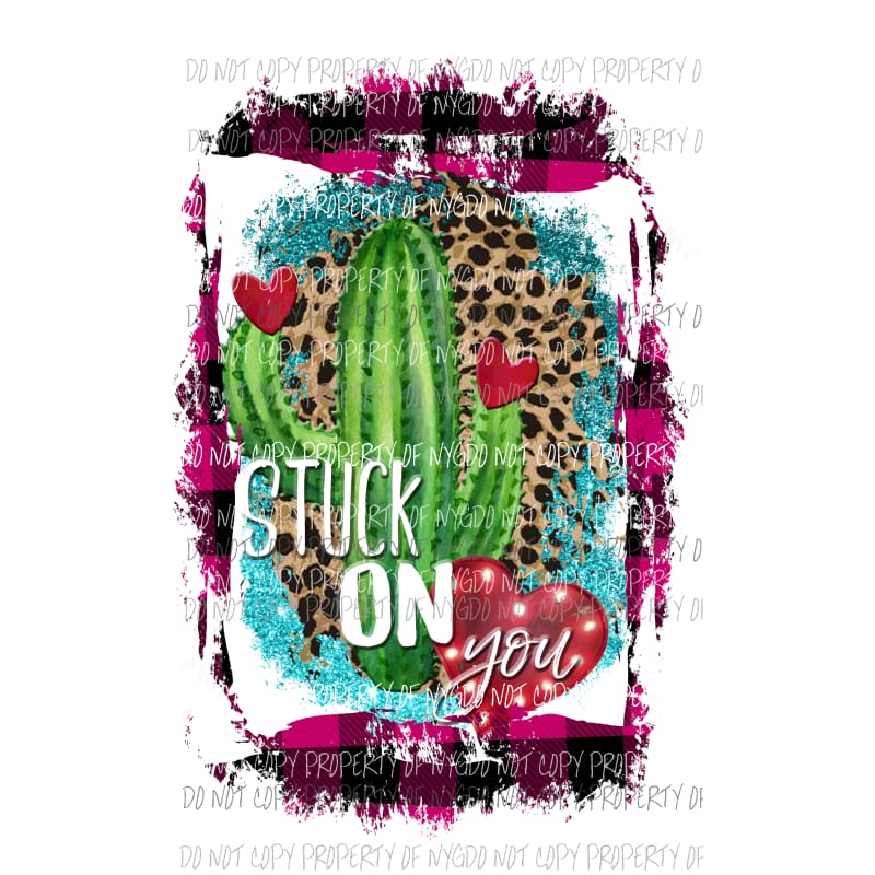 Stuck on You #2 leopard cactus purple plaid frame Sublimation transfers Heat Transfer