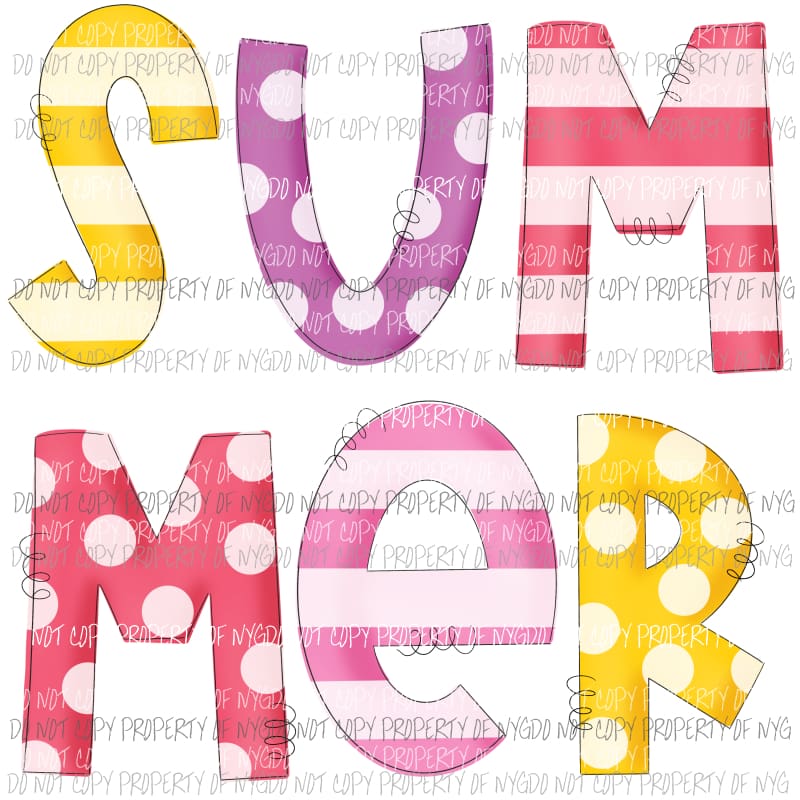 SUMMER stacked stripes polka dots Sublimation transfers Heat Transfer