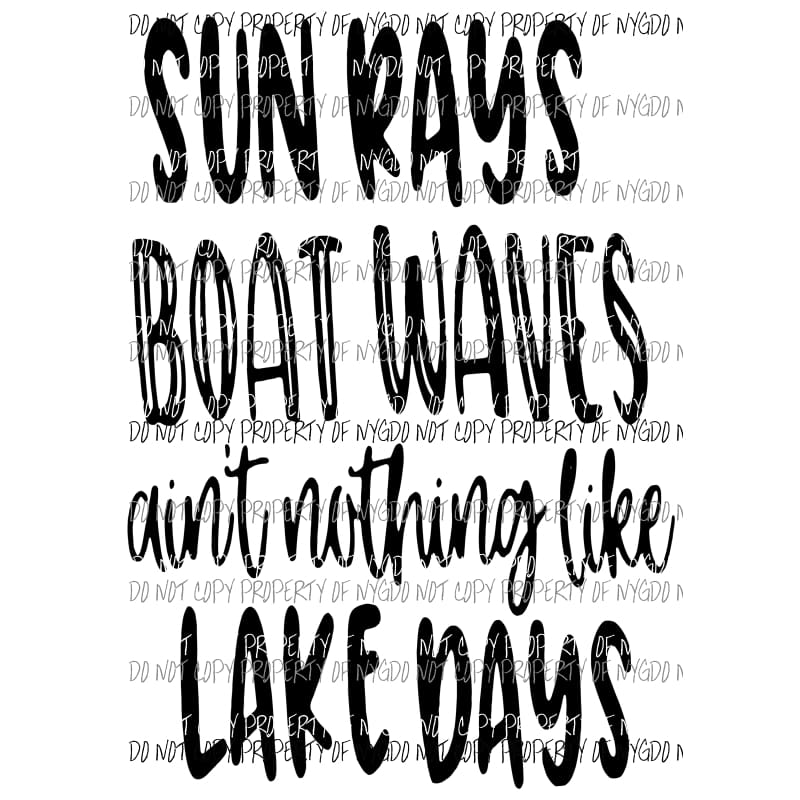 Sun Rays Boat Waves Lake Days #1 Sublimation transfers Heat Transfer