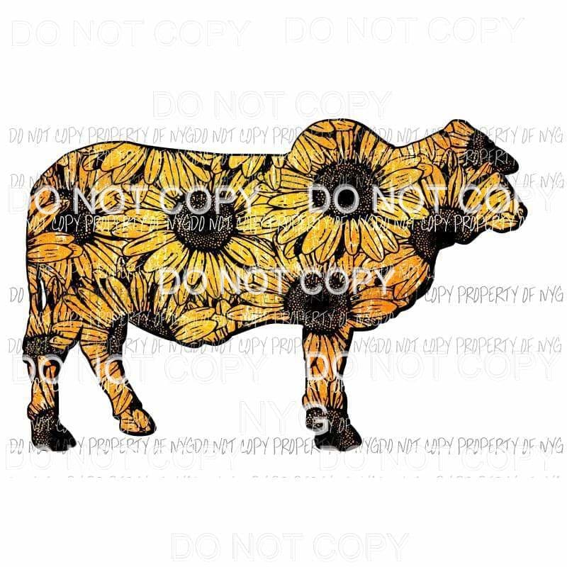 Sunflower Bull Cow Sublimation transfers Heat Transfer