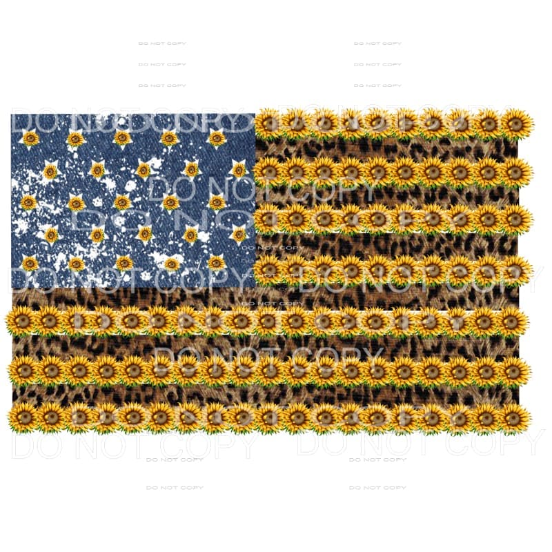 Sunflower Leopard Flag Sublimation transfers - Heat Transfer