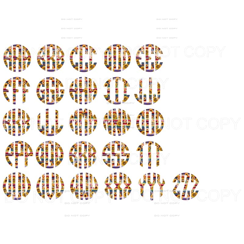 sunflower serape monogram letters put letters in notes