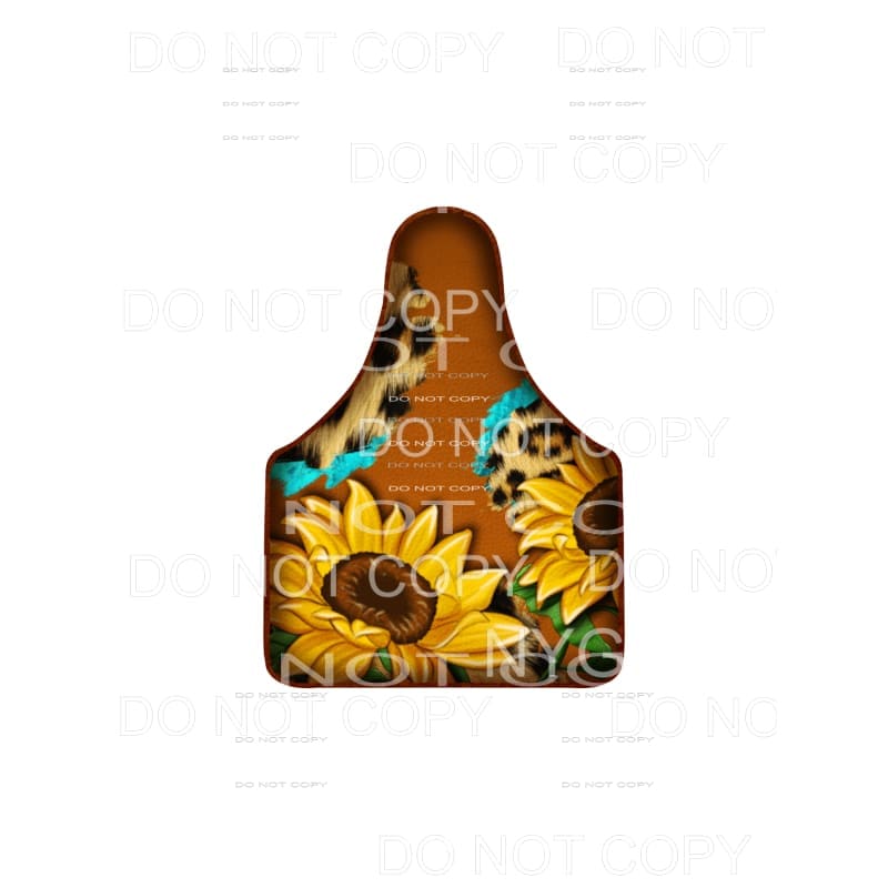 Sunflowers Cheetah Brown Leather Cow Tag #2153 Sublimation