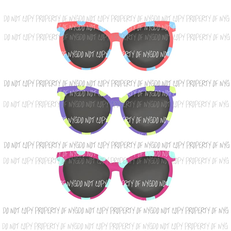 Sunglasses Trio stacked Sublimation transfers Heat Transfer