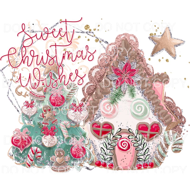 Sweet Christmas Wishes Pink Green Gold Tree House #1331