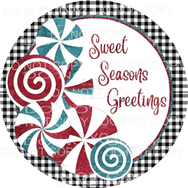 Sweet Seasons Greetings Red Blue Perppermint Candy Black