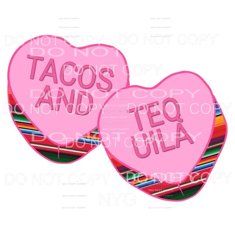 Tacos And Tequila Pink Hearts Serape Valentines Day #2045