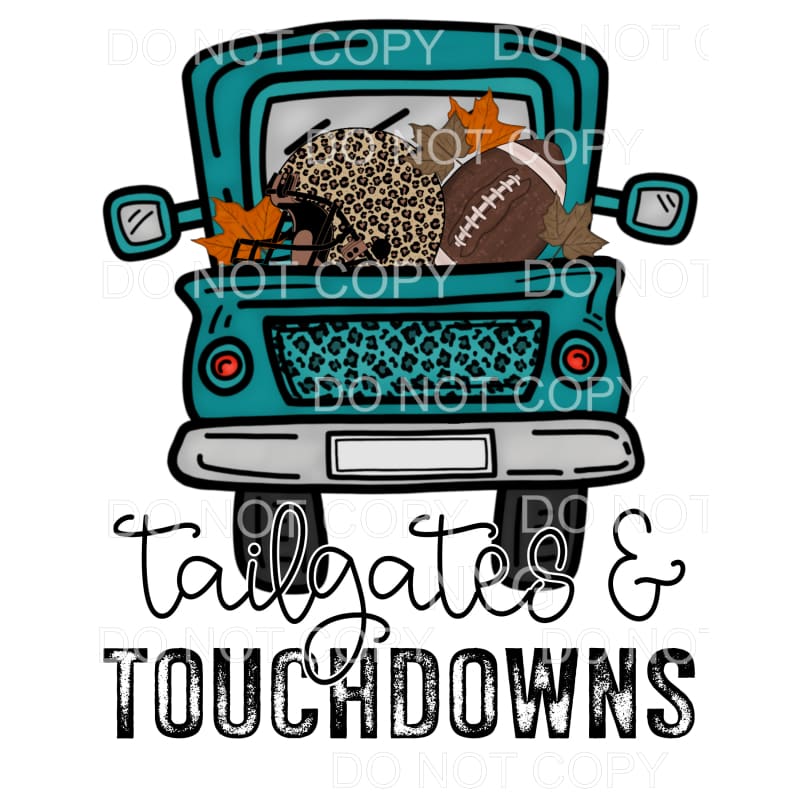 Tailgates and Touchdowns Football Helmet Leopard Blue