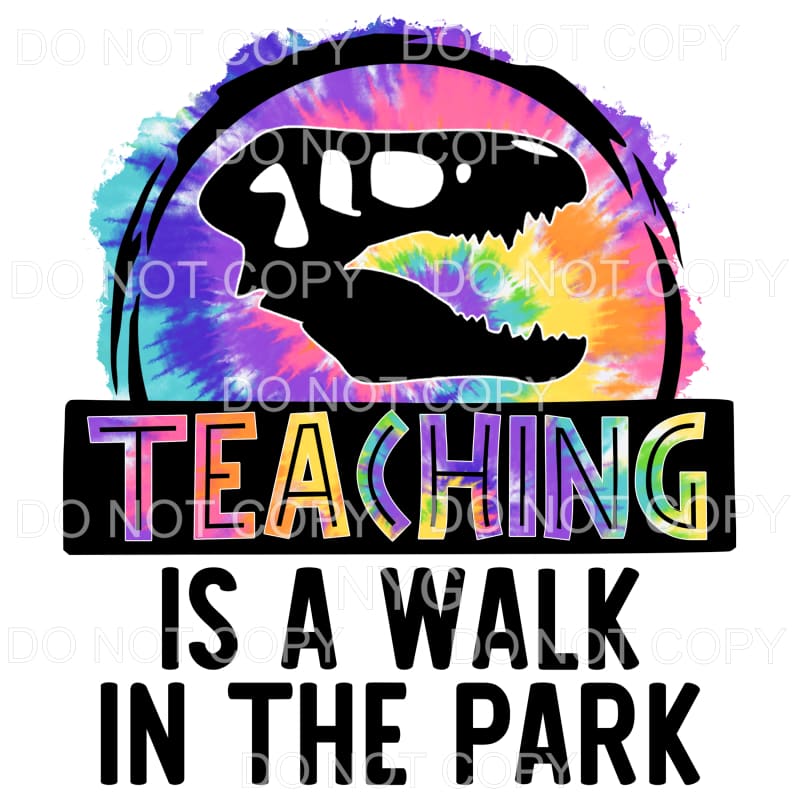 Teaching Is A Walk In The Park Tie Dye Dinosaur #670