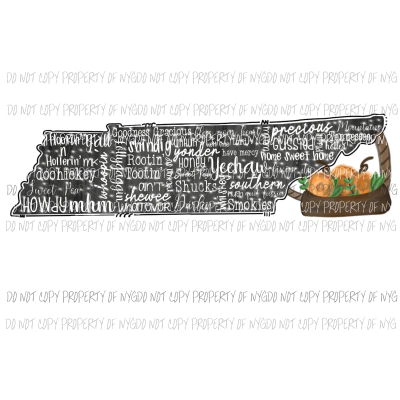 Tennessee Sayings southern state outline orange flowers Sublimation transfers Heat Transfer