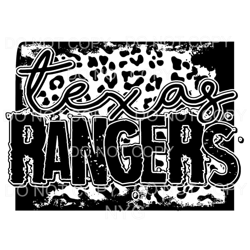 Texas Rangers Baseball Black Leopard Sublimation transfers -