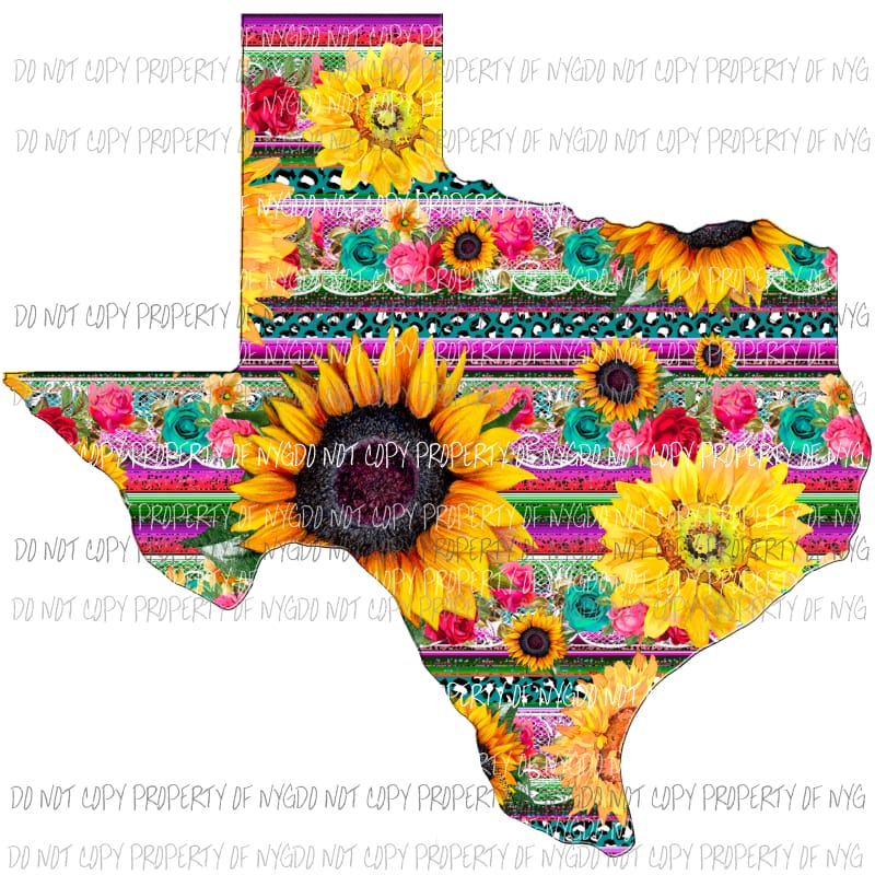 Texas serape sunflower turquoise Sublimation transfers Heat Transfer