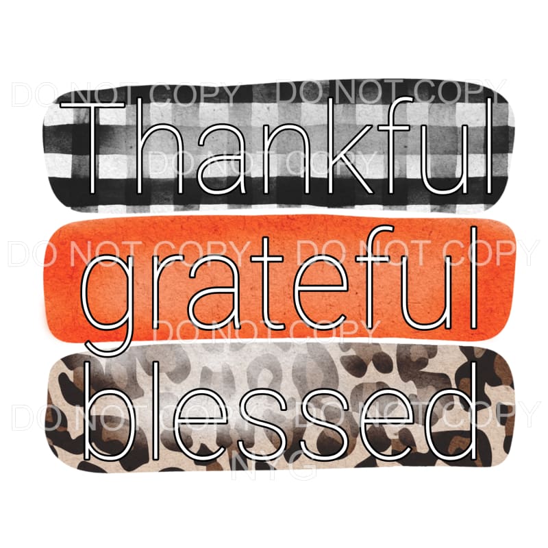 Thankful Grateful Blessed Plaid Orange Leopard #833