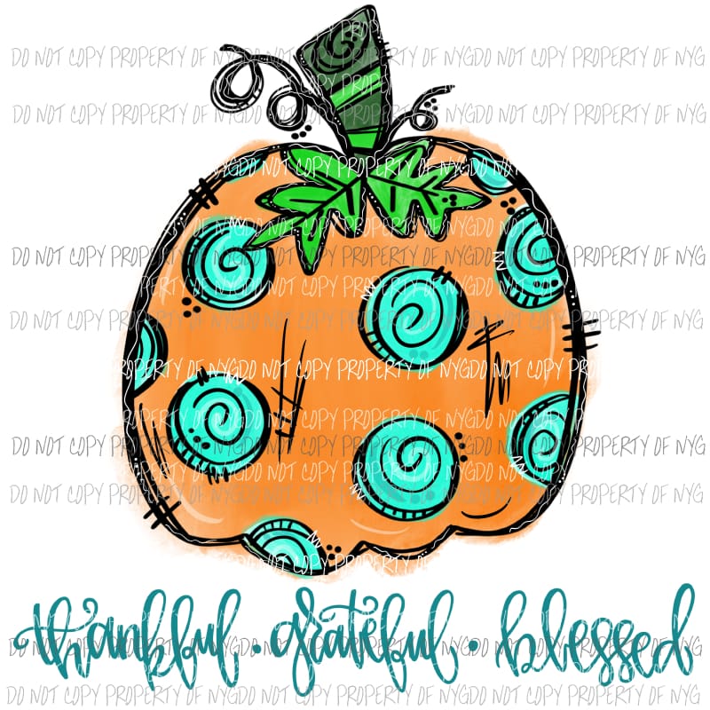 thankful grateful blessed pumpkin 4 Halloween Fall Sublimation transfers Heat Transfer
