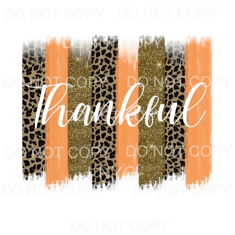 Thankful Leopard Orange Gold Glitter Bursh Strokes #1464