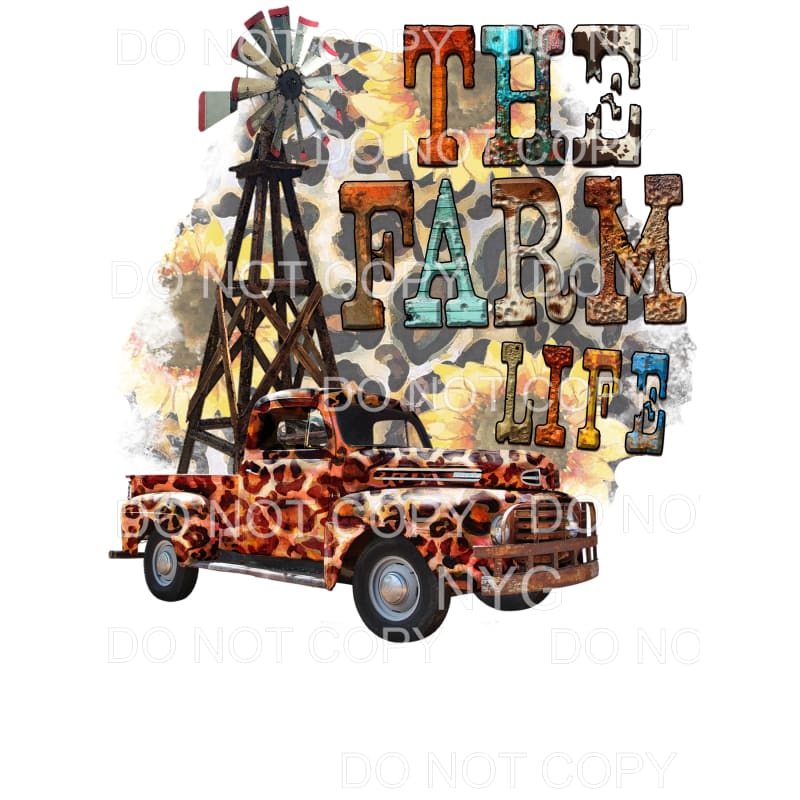 The Farm Life Leopard Vintage Truck Windmill Sublimation
