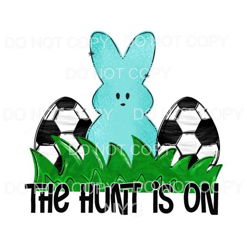 The Hunt Is On Blue Bunny Soccer Easter Eggs Sublimation