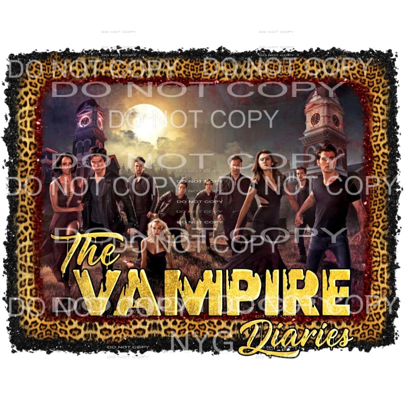 The Vampire Diaries Characters Leopard Black Glitter Frame